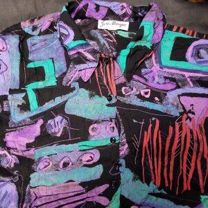 Vintage Jeri Marque Abstract Strokes Button Shirt